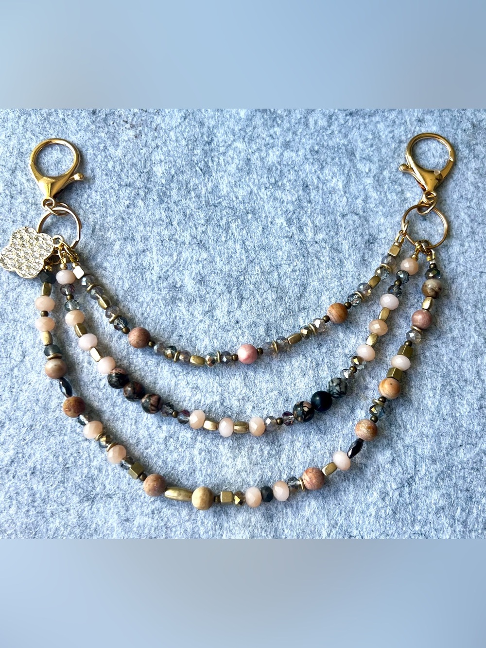 Beaded Multi-Strand purse chain in Neutral Tones